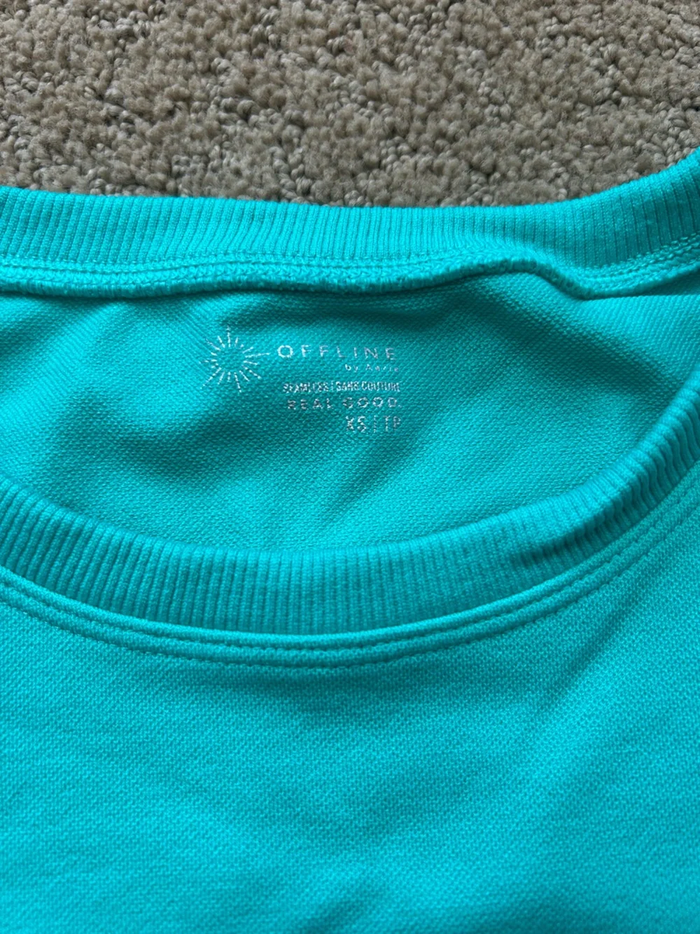 Offline by Aerie Short Sleeve Knit Top in Teal - Picture 3 of 3